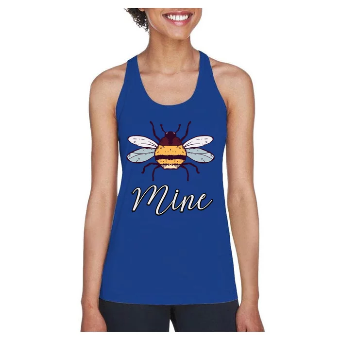 Bee Mine Honeybee Bumblebee Cute Retro Valentine's Day Gift Women's Racerback Tank