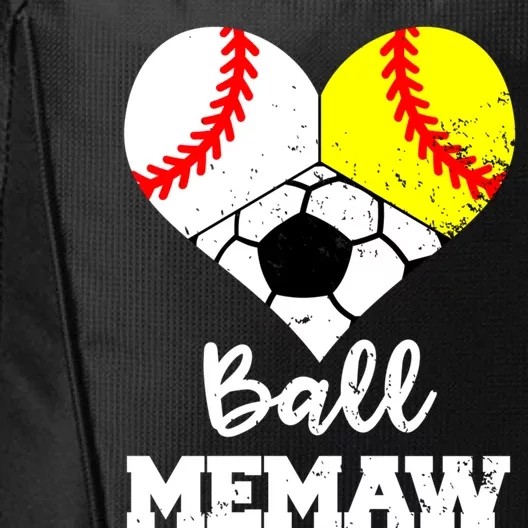 Ball Memaw Heart Funny Baseball Softball Soccer Memaw Great Gift City Backpack