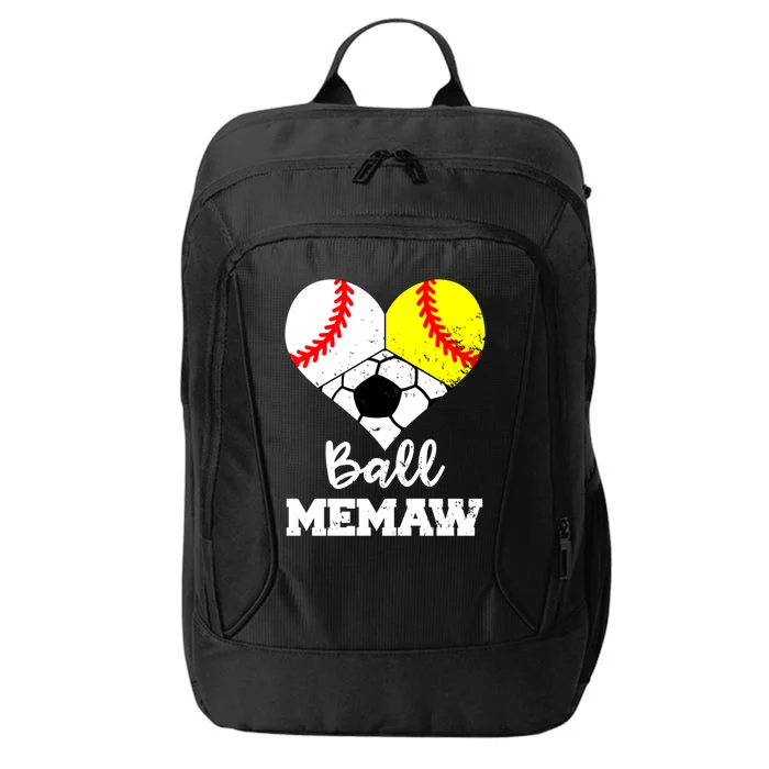 Ball Memaw Heart Funny Baseball Softball Soccer Memaw Great Gift City Backpack