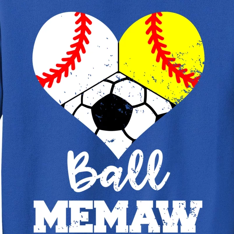 Ball Memaw Heart Funny Baseball Softball Soccer Memaw Great Gift Sweatshirt