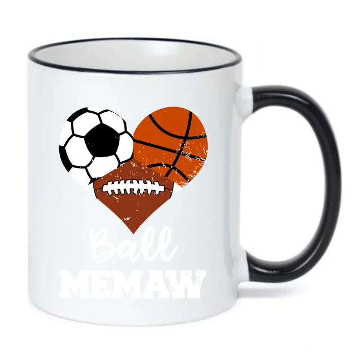 Ball Memaw Heart Funny Soccer Basketball Football Memaw Gift Black Color Changing Mug