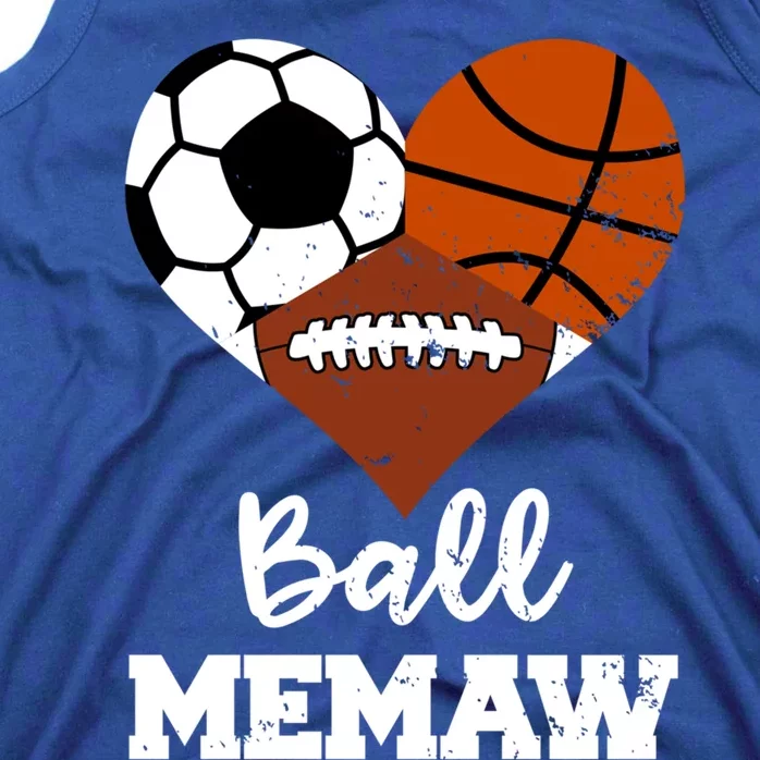 Ball Memaw Heart Funny Soccer Basketball Football Memaw Gift Tank Top