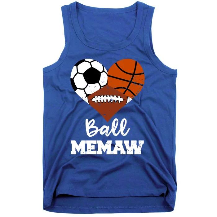 Ball Memaw Heart Funny Soccer Basketball Football Memaw Gift Tank Top