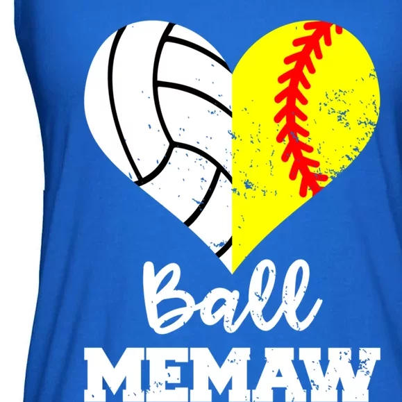 Ball Memaw Heart Funny Soccer Softball Memaw Gift Ladies Essential Flowy Tank