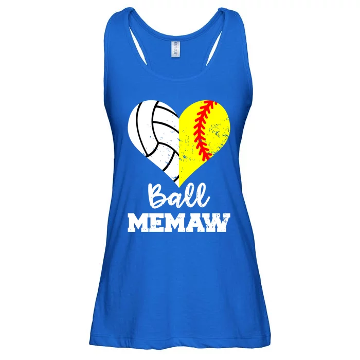 Ball Memaw Heart Funny Soccer Softball Memaw Gift Ladies Essential Flowy Tank