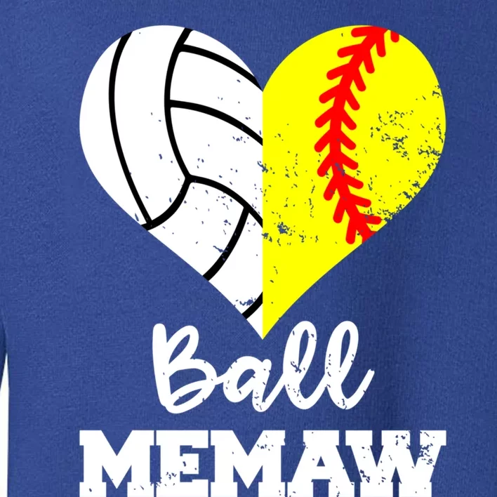 Ball Memaw Heart Funny Soccer Softball Memaw Gift Toddler Sweatshirt