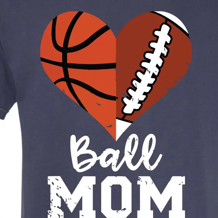 Ball Mom Heart Funny Football Baseball Player Mom Premium Garment-Dyed Heavyweight T-Shirt