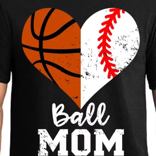 Ball Mom Heart Funny Baseball Basketball Mom Meaningful Gift Pajama Set