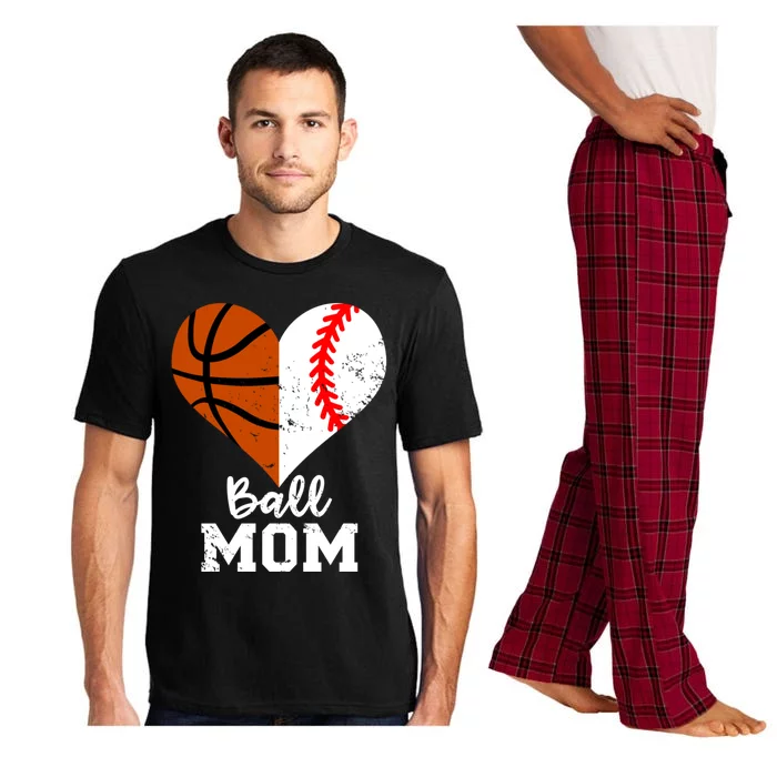 Ball Mom Heart Funny Baseball Basketball Mom Meaningful Gift Pajama Set