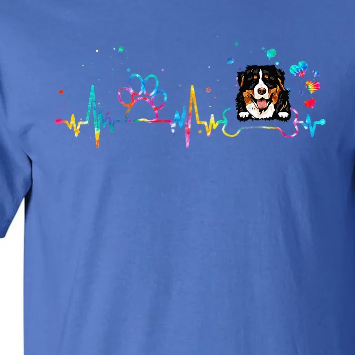 Bernese Mountain Heartbeat Funny Tie Dye Dog Lovers Tall T-Shirt