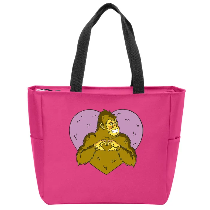 Bigfoot Monster Heart Cute Gift Zip Tote Bag