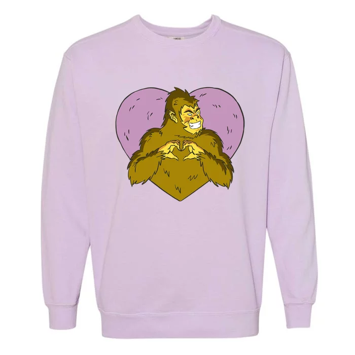 Bigfoot Monster Heart Cute Gift Garment-Dyed Sweatshirt