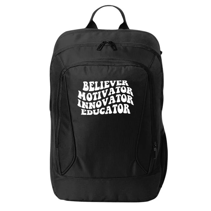 Believer Motivator Innovator Educator Retro Gift City Backpack