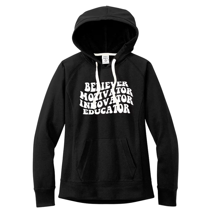 Believer Motivator Innovator Educator Retro Gift Women's Fleece Hoodie