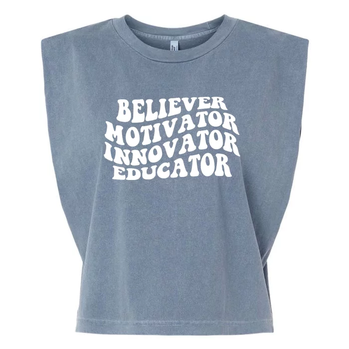 Believer Motivator Innovator Educator Retro Gift Garment-Dyed Women's Muscle Tee