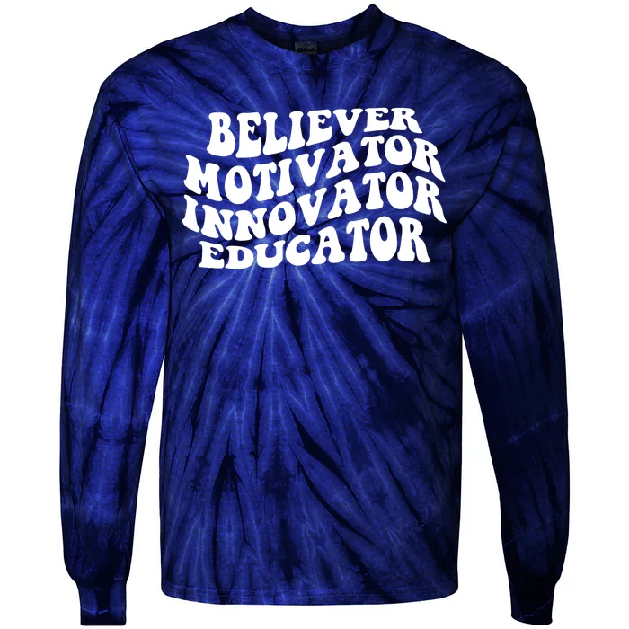 Believer Motivator Innovator Educator Retro Gift Tie-Dye Long Sleeve Shirt