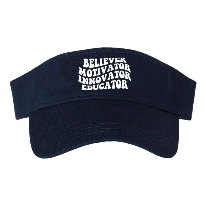 Believer Motivator Innovator Educator Retro Gift Valucap Bio-Washed Visor