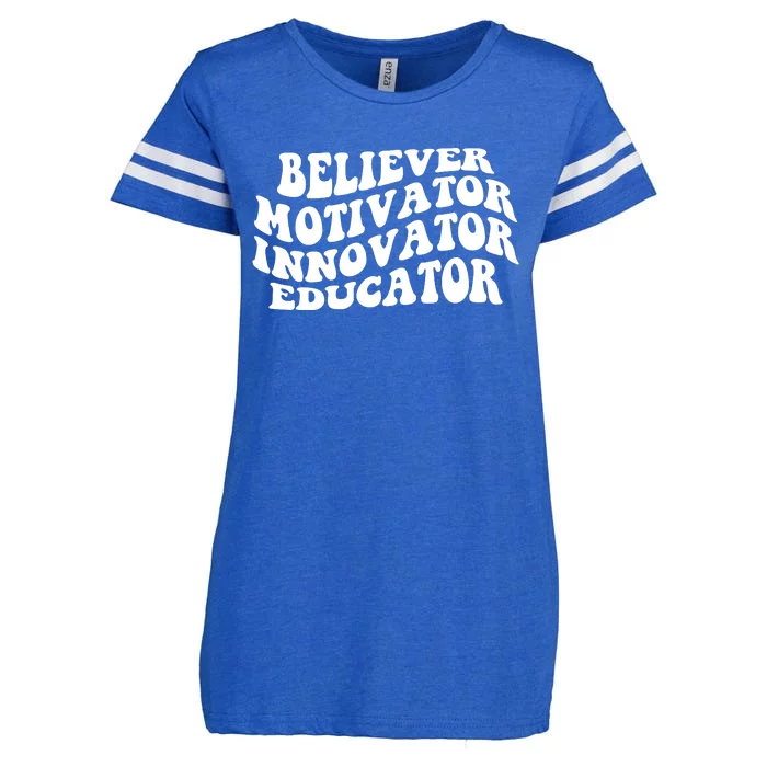 Believer Motivator Innovator Educator Retro Gift Enza Ladies Jersey Football T-Shirt