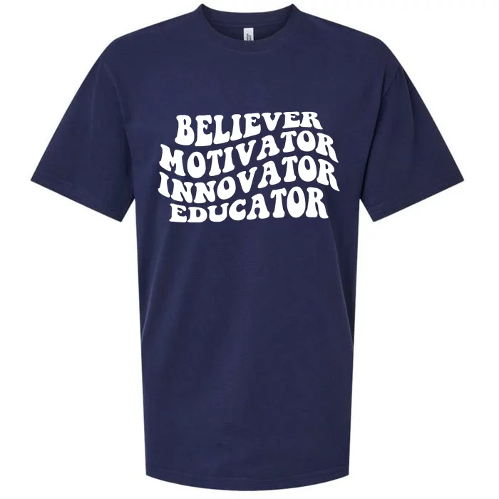 Believer Motivator Innovator Educator Retro Gift Sueded Cloud Jersey T-Shirt