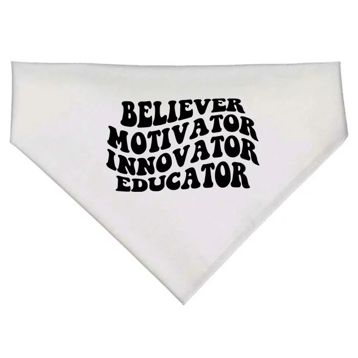 Believer Motivator Innovator Educator Retro Gift USA-Made Doggie Bandana