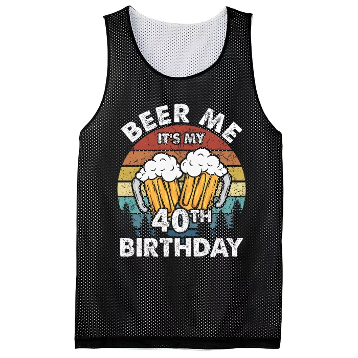 Beer Me Its My 40th Birthday Vintage Mesh Reversible Basketball Jersey Tank