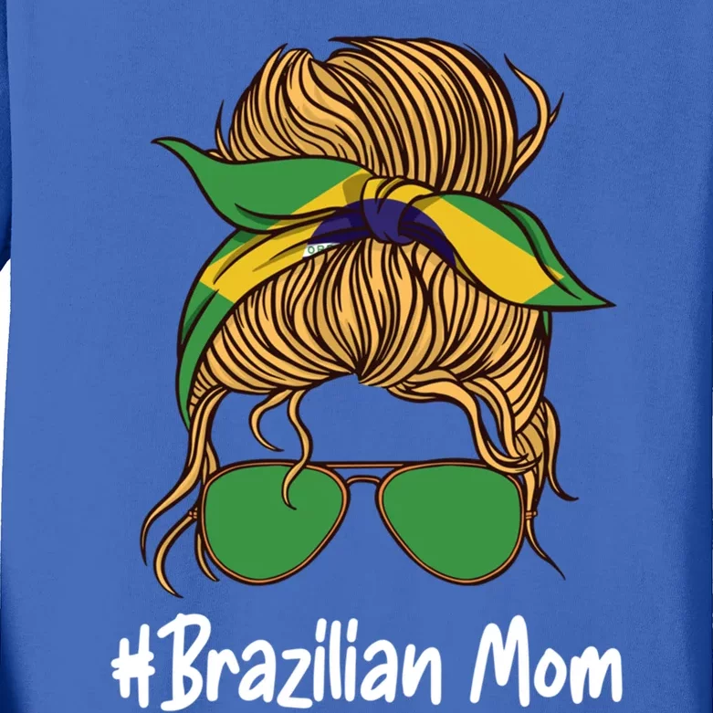 Brazilian Mom International Brasil Flag Mothers Day Gift Kids Long Sleeve Shirt