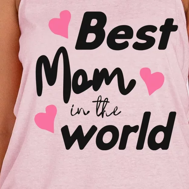 Best Mom In The World Mothers Day Heart Women's Knotted Racerback Tank