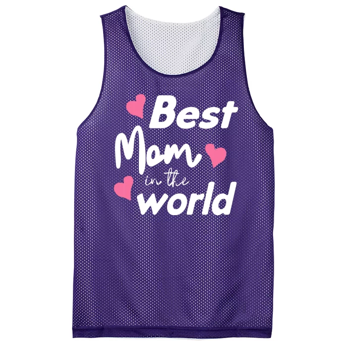 Best Mom In The World Mothers Day Heart Mesh Reversible Basketball Jersey Tank