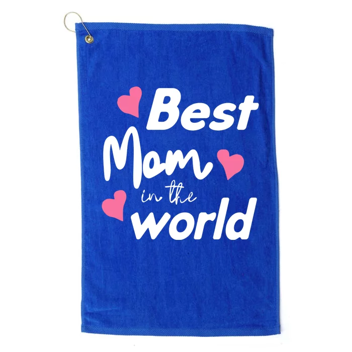 Best Mom In The World Mothers Day Heart Platinum Collection Golf Towel