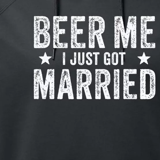 Beer Me I Just Got Married Funny Marriage Groom Bride Performance Fleece Hoodie