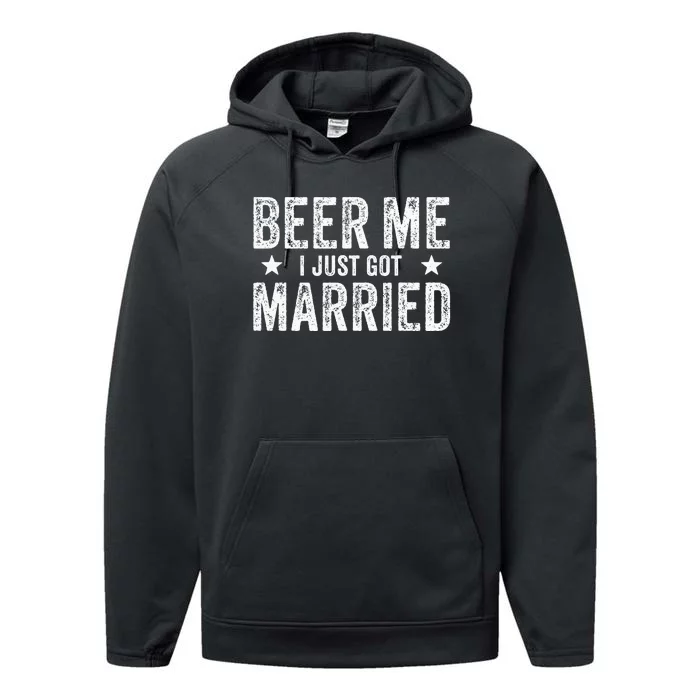 Beer Me I Just Got Married Funny Marriage Groom Bride Performance Fleece Hoodie