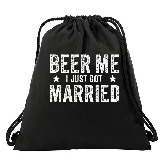 Beer Me I Just Got Married Funny Marriage Groom Bride Drawstring Bag