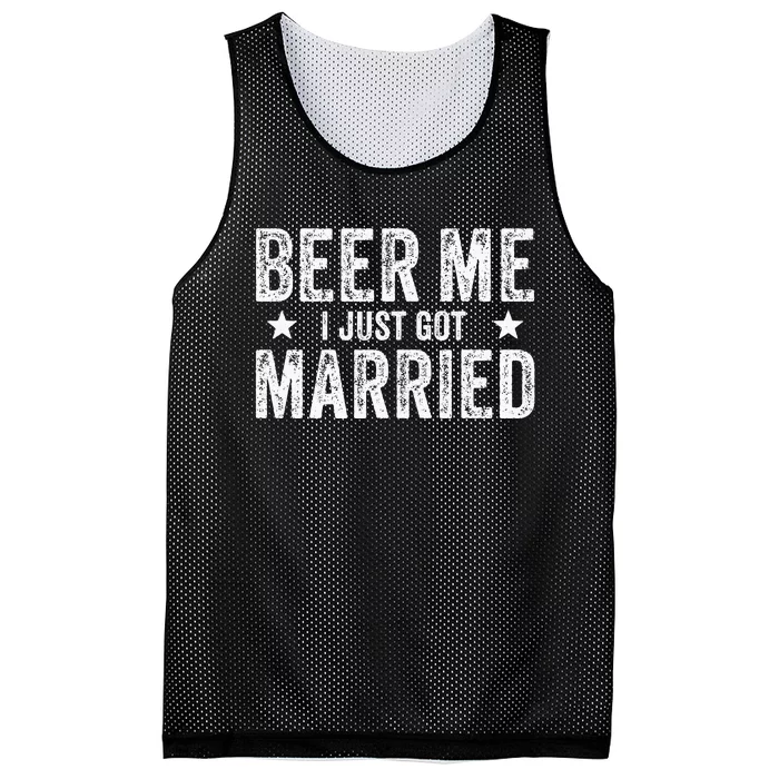 Beer Me I Just Got Married Funny Marriage Groom Bride Mesh Reversible Basketball Jersey Tank