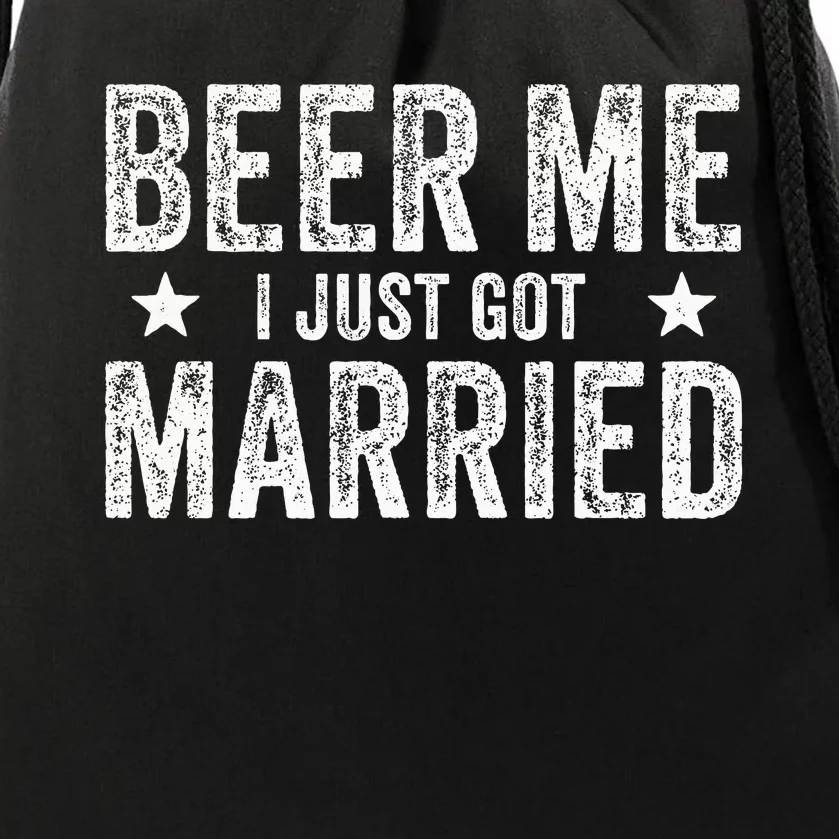 Beer Me I Just Got Married Funny Marriage Groom Bride Drawstring Bag