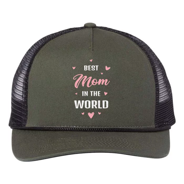 Best Mom in the World Best Mom Ever Mothers Day Design Retro Rope Trucker Hat Cap