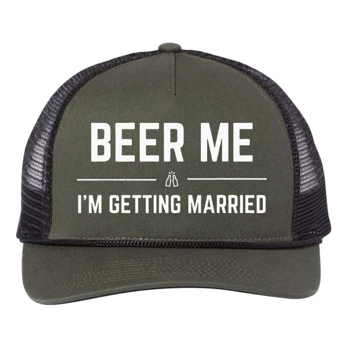 Beer Me Im Getting Married Men Funny Groom Bachelor Party Retro Rope Trucker Hat Cap