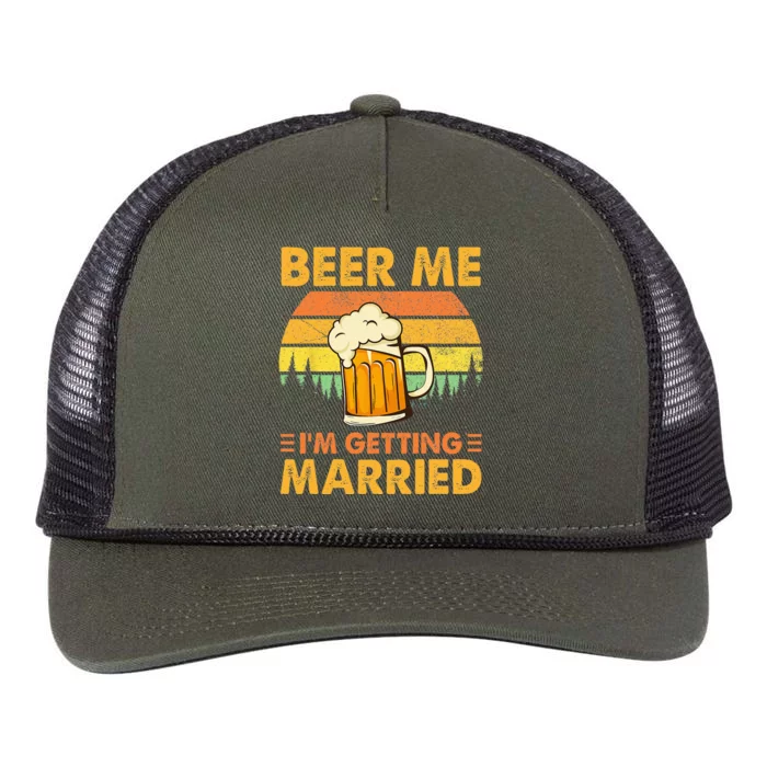 Beer Me Im Getting Married Men Funny Groom Bachelor Party Retro Rope Trucker Hat Cap