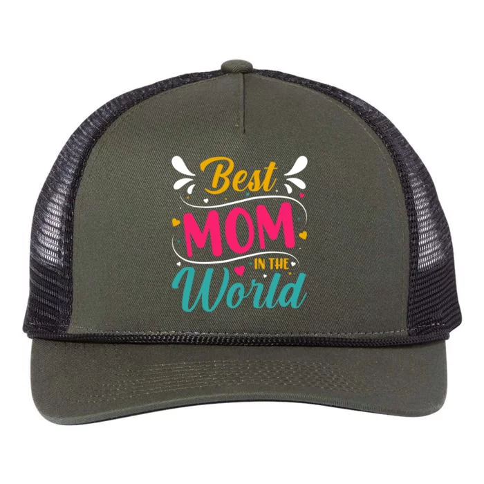 Best Mom In The World Mother's Day Mom Gift Retro Rope Trucker Hat Cap