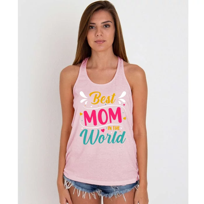 Best Mom In The World Mother's Day Mom Gift Women's Knotted Racerback Tank