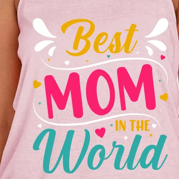 Best Mom In The World Mother's Day Mom Gift Women's Knotted Racerback Tank