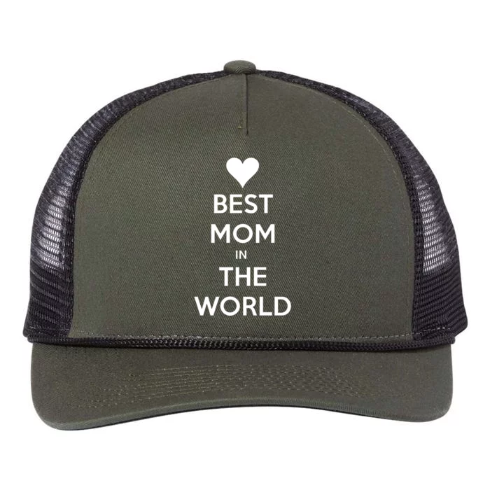 Best Mom In The World Heart Gift Retro Rope Trucker Hat Cap