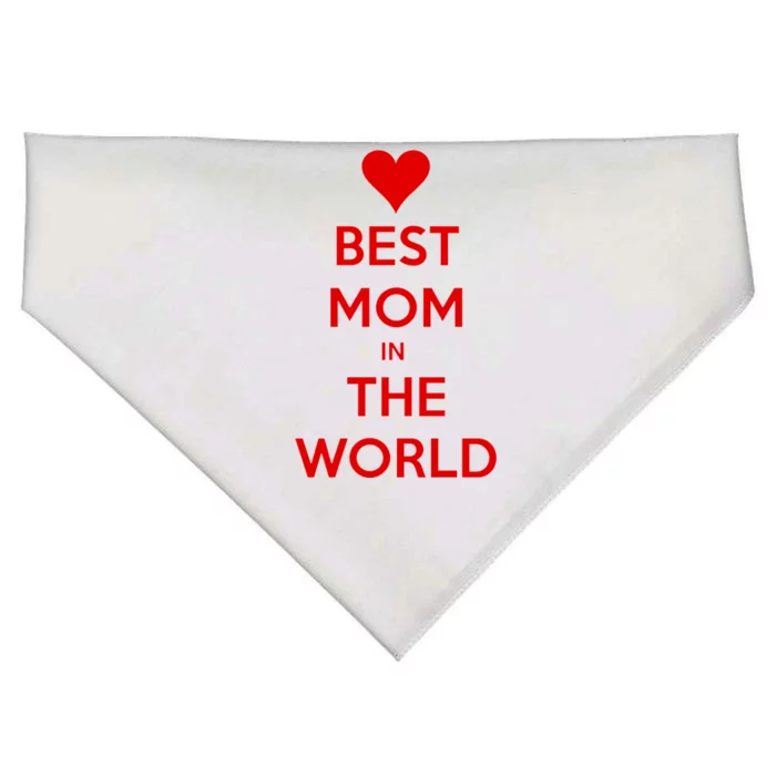 Best Mom In The World Heart Gift USA-Made Doggie Bandana