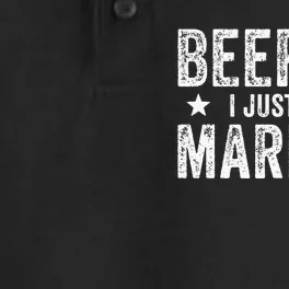 Beer Me I Just Got Married Funny Marriage Groom Bride Dry Zone Grid Performance Polo