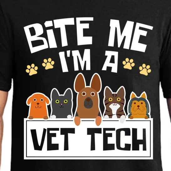 Bite Me Im A Vet Tech Grad Funny Veterinary Technician Gift Pajama Set