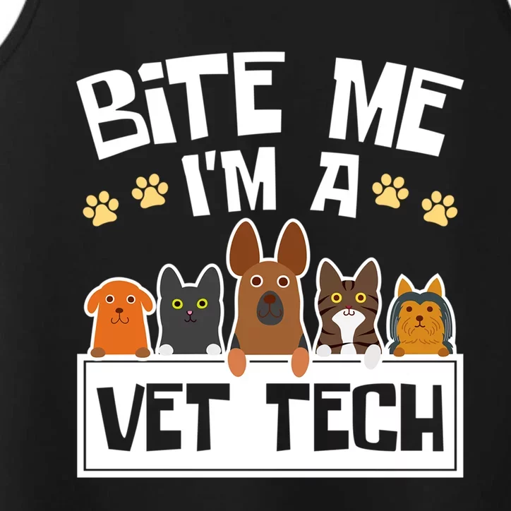 Bite Me Im A Vet Tech Grad Funny Veterinary Technician Gift Performance Tank