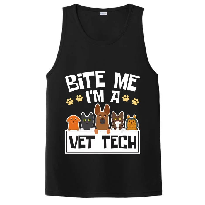 Bite Me Im A Vet Tech Grad Funny Veterinary Technician Gift Performance Tank