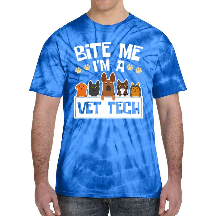 Bite Me Im A Vet Tech Grad Funny Veterinary Technician Gift Tie-Dye T-Shirt