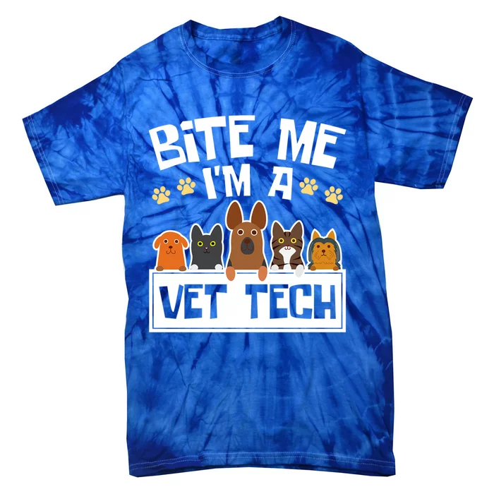 Bite Me Im A Vet Tech Grad Funny Veterinary Technician Gift Tie-Dye T-Shirt