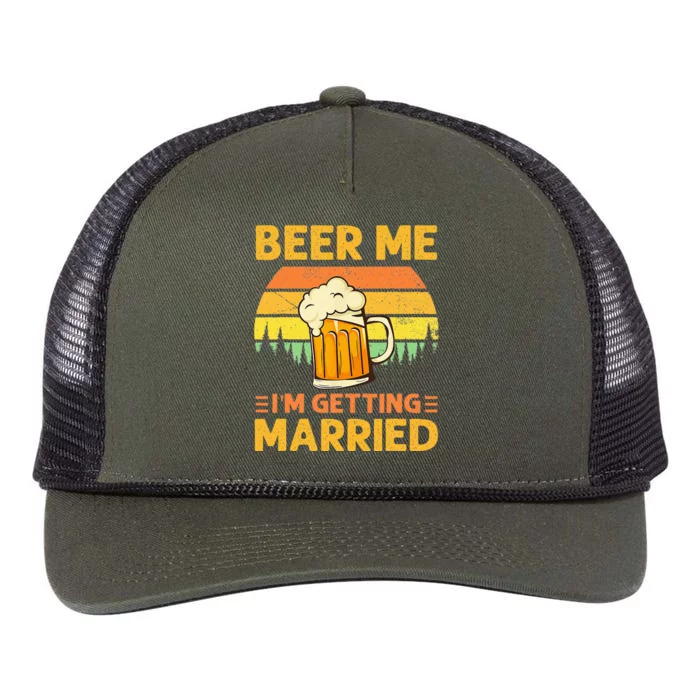 Beer Me Im Getting Married Men Funny Groom Bachelor Party Retro Rope Trucker Hat Cap