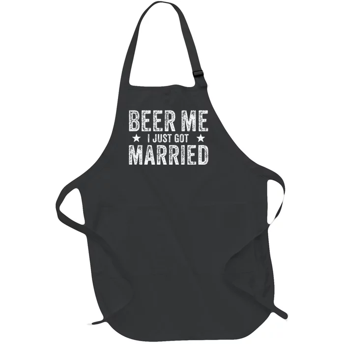 Beer Me I Just Got Married Funny Marriage Groom Bride Full-Length Apron With Pocket